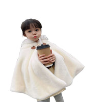 1 x RAW Customer Returns Proumhang Girls Hooded Cloak, Winter Poncho, Outdoor Shawl, Hooded Jacket, Princess Cloak, Baby Children Infants Snow Suit, White, 110 - RRP €23.99