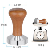 1 x RAW Customer Returns Vicloon coffee tamper, tamper 51mm with wooden handle and silicone mat 60mm, coffee stamp stainless steel, espresso tamper, Solid Heavy, Barista Style - RRP €11.53