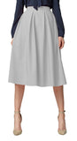 1 x RAW Customer Returns Women s Flared A line Pleated Flared Midi Skirt S, Light Grey  - RRP €28.21