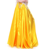 1 x RAW Customer Returns Wuchieal Belly Dance Satin Skirt Professional Dancers Shiny Full Round Swing Dance Skirt Yellow, One Size  - RRP €18.05