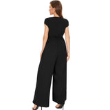 1 x RAW Customer Returns Tanmolo Women s Jumpsuit Elegant Summer Sleeveless V-Neck Overall Wide Leg Romper With Pockets Black, M  - RRP €48.85