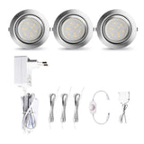 1 x RAW Customer Returns LAMPAOUS LED recessed lights kitchen lamps dimmable neutral white 4000K 12V DC cupboard lamps cabinet showcase lights round 9 SMD 160LM 2 watts per piece total 6 watts brushed stainless steel pack of 3 - RRP €30.24