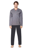 1 x RAW Customer Returns e.VIP Men s Pajamas Ken L 2331 made of 100 cotton, long sleeves, grey navy blue, M - RRP €34.9