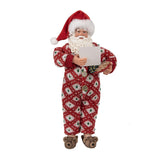 1 x Brand New HAES DECO - Decorative figure Santa Claus - Size 16x8x28 cm - Collection Who is Santa - Color red - Material textile on plastic - Christmas figure, Christmas decoration - RRP €30.0