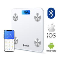 1 x RAW Customer Returns HOMEFASHION Smart Digital Scale with Bluetooth Compatible with iOS and Android, Weight Meter, BMI, Muscle Mass, Body Fat, Water, Bone Mass White  - RRP €18.2