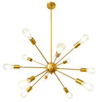 1 x RAW Customer Returns LynPon Pendant Light Gold 12-Light Sputnik Chandelier Modern, Adjustable Height 4x9.85in, Brass Hanging Lamp Metal for Living Room, Dining Room, Bedroom, Kitchen - RRP €102.29