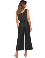 1 x RAW Customer Returns FANCYINN Women 2 Piece Crop Pants Set Wide Leg Wide Strap V Neck Tank High Waist Cropped Paper Bag Pants with Belt Black Top and Wide Leg Pants XS - RRP €35.27