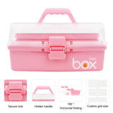 1 x RAW Customer Returns HengLiSam 3-layer multi-purpose storage box, medicine storage, lego storage boxes, craft box, sewing box, fishing box, cosmetics storage box pink 30.5 cm  - RRP €23.22