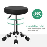 1 x RAW Customer Returns FURWOO Multipurpose Rolling Stool Round Stool with Wheels for Spa Adjustable Drawing Stool Black  - RRP €37.99