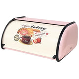 1 x RAW Customer Returns Luxshiny Metal Container Vintage Metal Bread Box Farmhouse Rolltop Bread Box Vintage Storage Bread Holder Retro Food Container Container With Lid For Kitchen Dining Table Pink Snack Container - RRP €40.52