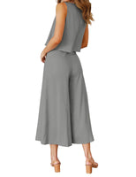 1 x RAW Customer Returns FANCYINN Women s Jumpsuit Summer Overall Elegant Festive Wedding Long Trouser Suit Sleeveless Round Neck Tank Top Cropped Wide Leg Pants Playsuit Gray XS - RRP €36.12