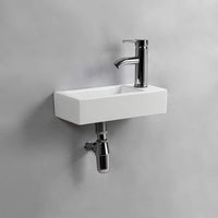 1 x RAW Customer Returns Rectangular ceramic wall washbasin Right  - RRP €61.8