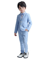 1 x RAW Customer Returns LOLANTA 3-piece boys plaid suit set, elegant blazer for wedding prom, formal wear jacket-pant-bow tie set blue, 7-8 years, label size 130  - RRP €39.98