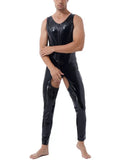 1 x RAW Customer Returns AIEOE Men s Wetlook Overall with Open Crotch Men s Sexy Bodysuit for Club Show Black 03 Manufacturer Size 7XL EU Size 2XL - RRP €29.99