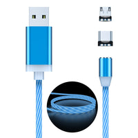 1 x RAW Customer Returns 2.4 Universal Light Up Charging Cable, Magnetic Smartphone Charging Cable Type C Cable and more Blue - 1 cable with 3 plugs  - RRP €11.8