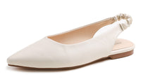 1 x RAW Customer Returns Feversole Slingback first-class women s ballerina with evening shoes summer shoes white elastic strap 39 EU - RRP €29.99