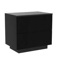 1 x RAW Customer Returns lukmebel bedside table - LED lighting - bedside cabinet - black - push to open - bedside table - side table with drawer - table bedroom bed modern - 55x50x37 cm - RRP €93.0