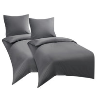 1 x RAW Customer Returns WAVVE bed linen 135x200 4-piece anthracite - duvet covers 135 x 200 set of 2 with pillowcases 80x80 cm, bed linen sets 135x200cm made of microfiber with zipper soft, gray - RRP €32.99