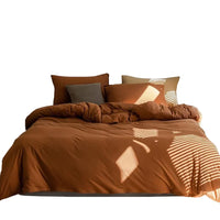 1 x RAW Customer Returns AShanlan bed linen set 140 x 200 cm caramel brown plain duvet cover with pillowcase 70 x 90 cm 100 soft and comfortable microfiber 2-piece bed linen with zipper for single bed - RRP €27.22