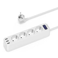 1 x RAW Customer Returns Power strip with switch, AOUOO multiple socket with flexible cable, 2 USB Type-c 5V 3.1A to double Type-C Euro socket, max. 250 V 16A for TV PC monitor black - RRP €31.98