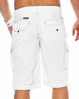 1 x RAW Customer Returns Geographical Norway Men s Cotton Cargo Shorts Parasol Fabric Belt,White,L - RRP €46.12