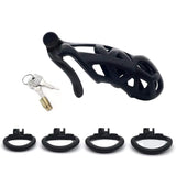 1 x RAW Customer Returns ChicLSQ Ventilation Penis Cage Chastity Belt Set with 4 Cock Rings Small Chastity Chastity Cage Man Bondage Extreme for Men Chastity Penis Cage Black Curved Ring-XL  - RRP €33.26