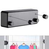 1 x RAW Customer Returns JOOM Retractable Indoor Clothesline Heavy Duty Outdoor Drying Clothesline Wall Mounted Stainless Steel 4.2m Two Lines Drills , Black T  - RRP €39.99