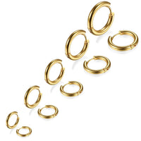 1 x RAW Customer Returns 5 pairs of stainless steel gold earrings for men and women, men s hoop earrings, men s gold earrings, women s gold earrings, men s women s hoop earrings, gold hoop earrings small set titanium 8MM-16MM - RRP €12.49