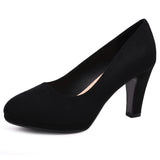 1 x RAW Customer Returns Milisente Pumps Women Elegant Wedding Bridal Shoes Comfort High Heels With 8cm Block Heel Suede Black 39  - RRP €40.33