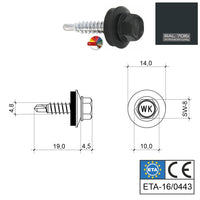 1 x RAW Customer Returns Drilling screws with EPDM washer 4.8 19 mm 250 pcs RAL 7016 anthracite grey - galvanized Trapezoidal sheet screws WSB for fastening sheet metal with overlap - RRP €18.66