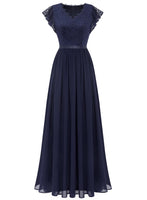 1 x RAW Customer Returns Dressystar Women s Festive Floral Lace Evening Dresses Elegance Floor Length Cocktail Dress Bridesmaid Dress Navy Blue M - RRP €63.52