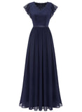 1 x RAW Customer Returns Dressystar Women s Festive Floral Lace Evening Dresses Elegance Floor Length Cocktail Dress Bridesmaid Dress Navy Blue M - RRP €63.52