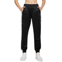 1 x RAW Customer Returns Dazzerake Women s Side Striped High Slit Sports Joggers Loose Tracksuit Pants with Snap Button Closure Hip Pop Trousers Black, L  - RRP €29.5