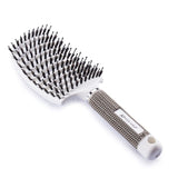 1 x RAW Customer Returns Kaiercat hair brush made of boar bristles - ideal for detangling thick hair, ventilation slots for faster drying, natural boar bristles for distributing hair oil white . - RRP €16.99