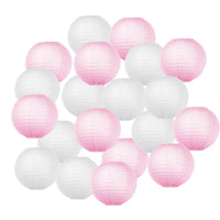 1 x RAW Customer Returns FullBerg Pack of 20 Paper Lanterns White 20 cm Pink Paper Lantern Lampshade Round Ball Shape for Wedding Church Garden Party Decoration - RRP €15.92