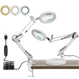 1 x RAW Customer Returns HJZ LED magnifying glass lamp, workplace lamp, 8 diopter magnifying glass with light - with clamp stand, swivel arm, dimmable, 3 color modes, magnifying glass for reading, crafts - 8x magnification white  - RRP €35.53