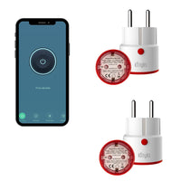 1 x RAW Customer Returns SET of 2 Konyks Priska Max 3 EU connected sockets - WiFi BT, Advanced functions V3, 16A, Consumption meter, Alexa and Google Home Tuya compatible White Red - RRP €34.9