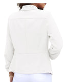 1 x RAW Customer Returns GRECERELLE Blazer Women Elegant Summer Lightweight Business Office Work Outwear Festive 3 4 Sleeve Ruffled Sleeves Cropped Short Bolero Jacket Blazer for Women White, 38  - RRP €30.24