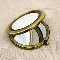 1 x Brand New Longsing Pocket Mirror Portable Pocket Mirror Travel Folding Mini Retro Round Makeup Mirror 70mm Wide Illuminated Mirror, Bronze - RRP €20.4