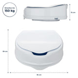 1 x RAW Customer Returns flexilife raised toilet seat with lid for seniors - optionally 10cm or 15cm - WC seat raiser toilet attachment toilet raiser 15 cm  - RRP €54.29