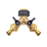 1 x RAW Customer Returns JZK Brass 2-Way Distributor Water Distributor Taps Adapter with Individual On Off Valves for Home Kitchen Garden Outdoor - RRP €13.55