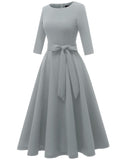 15 x RAW Customer Returns DRESSTELLS women s evening dress 3 4 sleeve festive party dress 1950s retro dress mother of the bride dress with belt retro pleated skirt knee-length midi-length evening dress grey S - RRP €554.85