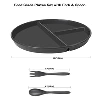 4 x Brand New Greentainer divided plate set with fork and spoon, 6 unbreakable dinner plates made of PP, 26cm dinner plates, reusable children s plates, lightweight plastic plates for children and adults, camping plates - RRP €81.6