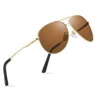 1 x RAW Customer Returns wearPro Sunglasses Men Women Polarized High Quality Metal Frame Unisex UV400 Protection Black Driving Glasses 3-Gold Frame Brown Lenses - RRP €58.8