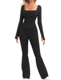 1 x RAW Customer Returns UMIPUBO Women s Sports Jumpsuit Long Sleeve Yoga Jumpsuit Elastic Tight Dress Overalls Bodysuit Overall One Piece Suit for Fitness Yoga Black, L  - RRP €25.21