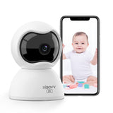 1 x RAW Customer Returns XIAOVV Q2 Surveillance Camera, Baby Monitor with Motion Detection Camera, Night Vision, Two Way Audio, 364 Degree Indoor Surveillance Camera, WiFi Camera - RRP €36.35