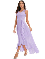 1 x RAW Customer Returns Meetjen Graduation Dress Women Lace Dress Elegant Mullet Cocktail Dress Sleeveless Evening Dress Chiffon Bridesmaid Dress Lavender Color XL - RRP €55.45