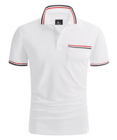 1 x Brand New JACKETOWN Polo Shirt Men s Short-Sleeved Regular T-Shirts Men s Quick-Drying Casual Sports Shirt Outdoor T-Shirts with Glasses Holder Button Placket Breathable Polo Shirts 2412-White-L  - RRP €33.25