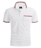 1 x RAW Customer Returns JACKETOWN Polo Shirt Men s Short-Sleeved Regular T-Shirts Men s Quick-Drying Casual Sports Shirt Outdoor T-Shirts with Glasses Holder Button Placket Breathable Polo Shirts 2412-White-L  - RRP €33.25