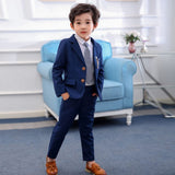 1 x RAW Customer Returns LOLANTA 2-piece boys formal suit set, children s blazer trousers outfit, casual wear or wedding dress, blue, 130 - RRP €42.08